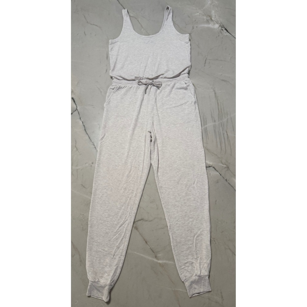 Athleta Balance Tank Jumpsuit Heather Light Gray Jogger One Piece Medium Tall